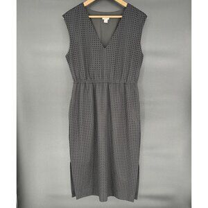 J.Crew Womens Perforated Drapey Side Slit Midi Dress Size 8 Black Preppy Coastal